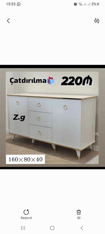 nişan şokoladı: Ağ rəngli şkaf-komod - Ölçülər: 160 × 80 × 40 sm - Dizayn: ortada 3 — 1