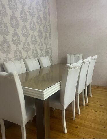 стеклянный стол: Masa 8 oturcaqla cox mohkem keyfiyyetli matrealdadir Tecili satilir