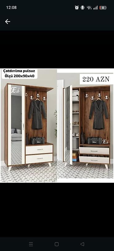 Dəhliz üçün asılqanlı dolab - Ölçü: 200x90x40 sm - Qiymət: 220 AZN -