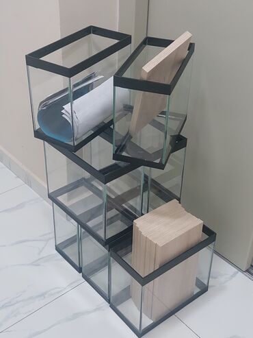 Akvariumlar: Şüşə akvarium – dekorativ fonlu modellər ölçü 30×25×15 Məhsul təsviri — 27