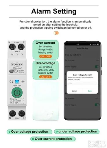 Elektro materijal: TOMZN WIFI Pametni Osigurač (Pow) Merač Energije (KWh) Pametan — 4