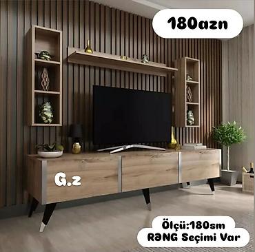 stend: TV stendi və divar rəfli dəst - Ölçü: 180 sm - Rəng seçimi var - — 1