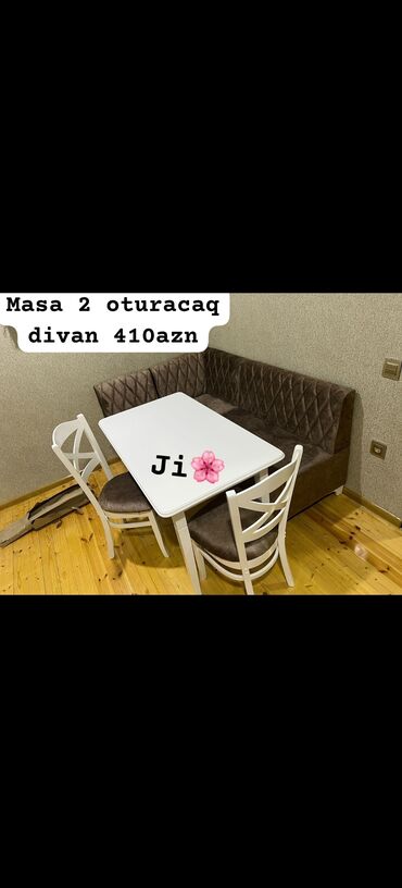 Masa və oturacaq dəstləri: Qonaq otağı üçün, Açılmayan, Dördbucaq masa, 4 stul — 9