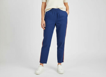 spodnie ze ściągaczem na dole: Camaïeu, Material trousers for women, size L