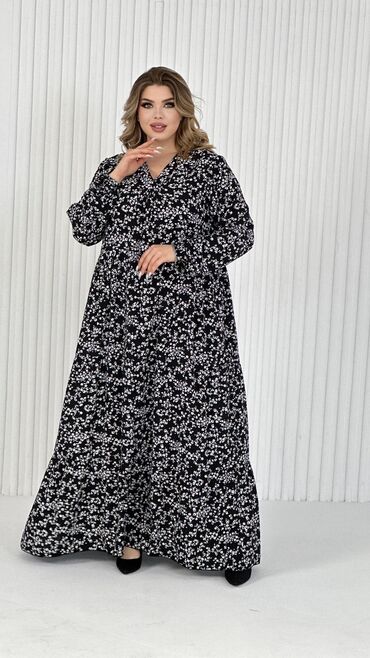 платье хиджаб: Күнүмдүк көйнөк, Made in KG, Жай, Узун модель, Штапель, Оверсайз, L (EU 40), XL (EU 42), 2XL (EU 44)