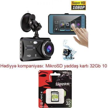 3 kameralı videoregistrator: İki kameralı və 4 düym sensor ekranlı BT-100CC 1080P avtomobil video