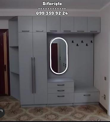 Dəhliz üçün funksional dolab sistemi – müasir dizaynla. - Rəng: açıq