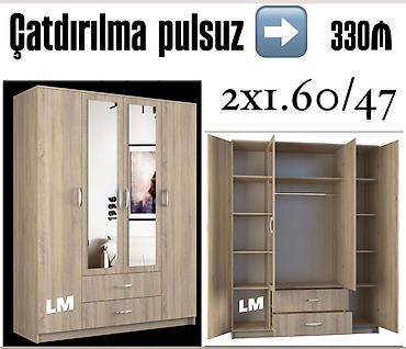 wkaf: Yeni, 4 qapılı, Güzgülü, Taxta, Açılan, Düz dolab — 1