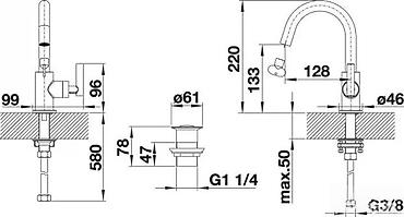 Slavine: Moderan jednoručni lavabo-mixer, visokog luka (G‑oblika), hrom završna — 3
