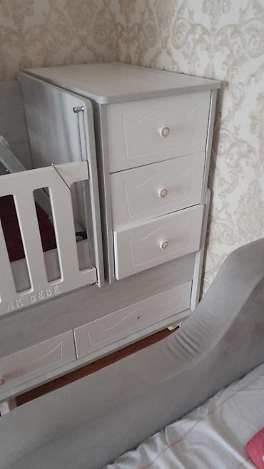 детский стул: Uşaq beşiyi və komodlu modul dəst - Marka: AK BEBE - Rəng: ağ/boz ağac — 2