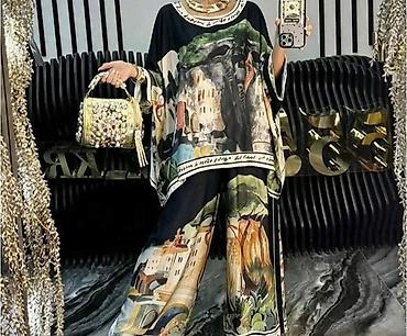 eldo design: Komplet – kimono/bluza + široke pantalone sa umetničkim printom. - — 1