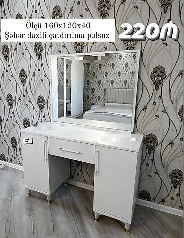 kamot termo: Ağ rəngdə güzgülü makiyaj/komod masa dəsti - Ölçü: 160 x 120 x 40 sm — 1