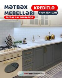 Sifarişlə mətbəx mebeli: Sifarişlə mətbəx dəsti, Özü çəkən petlələr, Mat laminat, Kredit var, Rayonlara çatdırılma, Pulsuz çatdırılma — 27