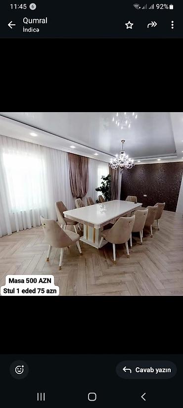 setin parca: MASA DƏSTI Klassik üslublu yemək otağı dəsti - Rəng: açıq krem/ivori — 3