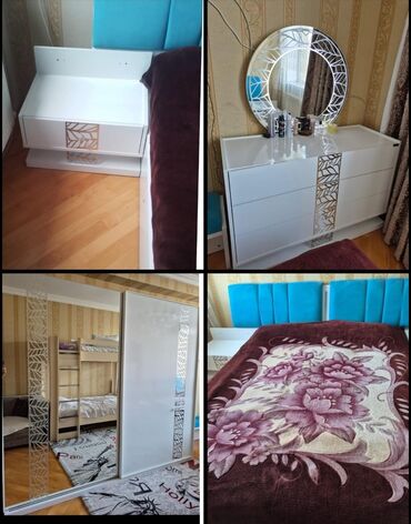 Masa və oturacaq dəstləri: İkinəfərlik çarpayı, Dolab, Termo, 2 tumba, İşlənmiş