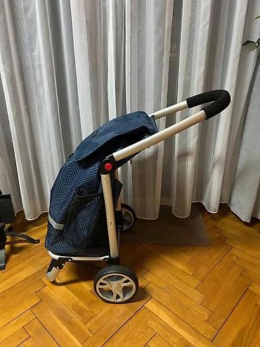 torba za pijacu na tockice: Kolica za kupovinu sa torbom – plavo/tamnonavy dezen sa finim — 7