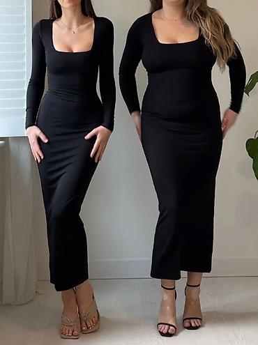 Haljine: Duge haljine sa elastinlm. Crna,plava,boja kajsije,zuta,svetlo — 26