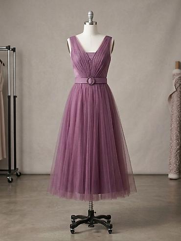 kişi toy geyimləri: Mauve/bənövşəyi tonlarda zərif kokteyl/ziyafət geyimi - Siluet — 2