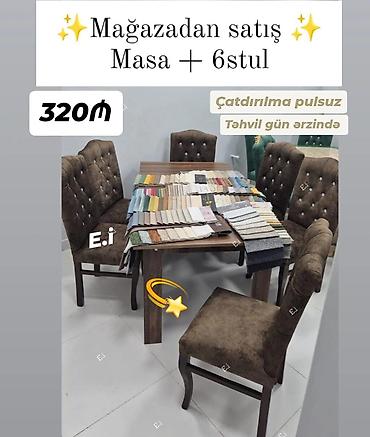 masa və otracaqlar: Masa + 6 stul dəsti - Mağazadan satış - Komplekt: 1 ədəd düzbucaqlı — 1