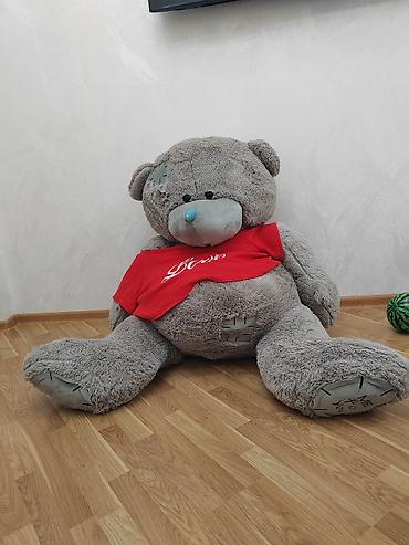 Oyuncaqlar: Böyük ölçülü boz plyuş ayı oyuncağı - Rəng: boz, burun hissəsi mavi - — 1