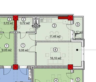Продажа квартир: 1 комната, 44 м², Элитка, 4 этаж, ПСО (под самоотделку)