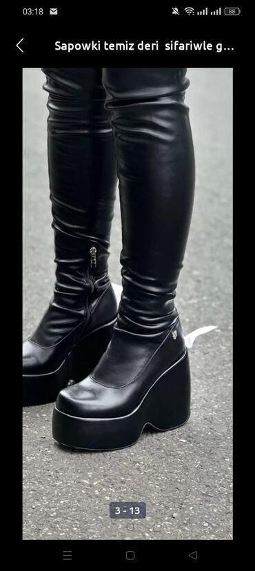 Çəkmələr: Uzunboğaz, Ölçü: 38, rəng - Qara, Yeni — 16