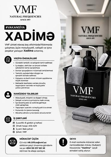bag evinde is: Xadimə tələb olunur, İstənilən yaş, Təcrübəsiz, 6/1, Aylıq ödəniş — 1