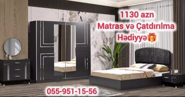 Yataq otağı dəstləri: 2 təknəfərlik çarpayı, Dolab, Komod, Termo, Azərbaycan, Yeni — 20