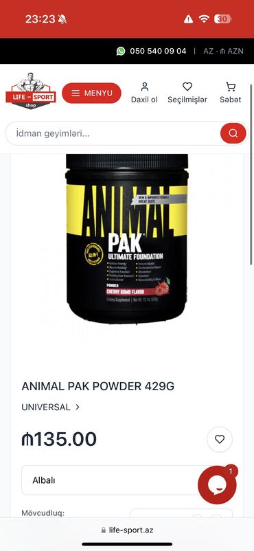 Maskalar, eynəklər: Animal pak 135 azndi life sportda tecili 85 azna satilir isdeniler