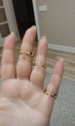 Üzüklər: Qızılı tonlarda tənzimlənən barmaq üzü dəsti - 3 ədəd qalın dizaynlı — 8