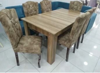 Masa və oturacaq dəstləri: Qonaq otağı üçün, Yeni, Açılmayan, Dördbucaq masa, 6 stul — 25