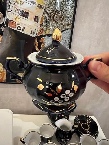 samovar cay: Çay dəsti, rəng - Qara, Farfor — 2