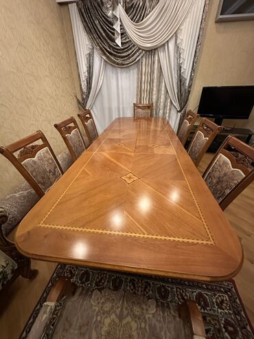 Masa və oturacaq dəstləri: Qonaq otağı üçün, Açılan, 8 stul — 6