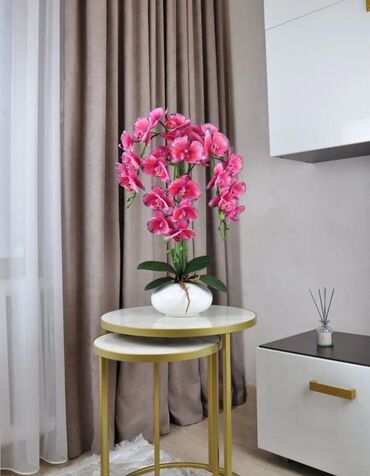 Декоративные цветы: Орхидея искусственная для декора в керамическом горшке Орхидея — 30