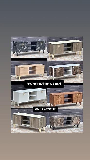 Ev və bağ: TV stend - Ölçü: 120 × 33 × 52 sm - Model: iki yan şkaflı, ortada — 1