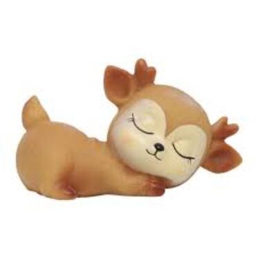 бирка для животных: Симпатичная фигурка спящего олененка (миниатюрное животное) декор