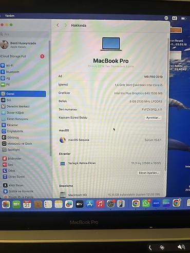 macbook air m4: Apple MacBook Pro 13" (2019) – İki Thunderbolt 3 portlu model Texniki — 1