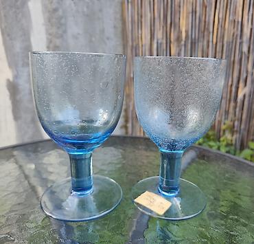 barokna ogledala: PREDIVAN KOMPLET ČAŠA OD PLAVOG STAKLA set od 6kom. Crate & Barrel — 2
