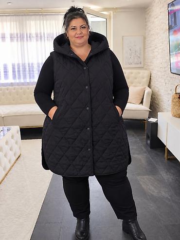 Prsluci: Duga, topla prsluk-jakna za žene (plus size) - Model: dugi puf prsluk — 1