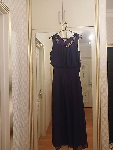 Ziyafət donları: 1) Bəzəkli yaxalı maxi don - Rəng: tünd bənövşəyi - Model: qolsuz — 2