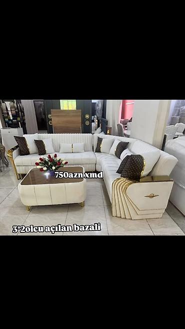 Комплекты диванов и столов: 3×2 ölçülü, açılan-bazalı künc divan dəsti - L‑şəkilli künc divan — 4