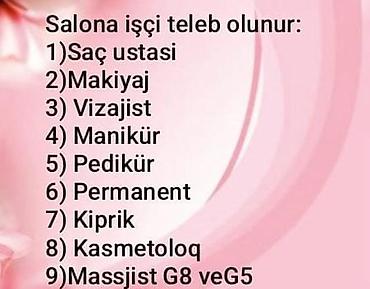 lazer ustasi isi axtariram: Gözəllik salonu üçün işçi axtarışı Salon aşağıdakı ixtisaslar üzrə — 1