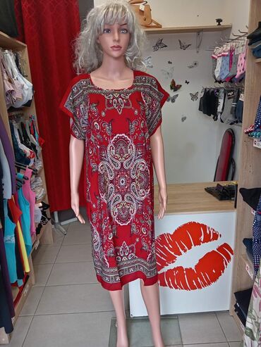 kroj haljine za punije žene: M (EU 38), L (EU 40), XL (EU 42), color - Multicolored, Other style, Short sleeves