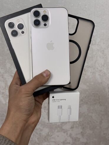 айфон 14 про макс бу цена бишкек: IPhone 13 Pro Max, Колдонулган, 256 ГБ, Ак, Заряддоочу түзүлүш, Коргоочу айнек, Каптама, 81 %