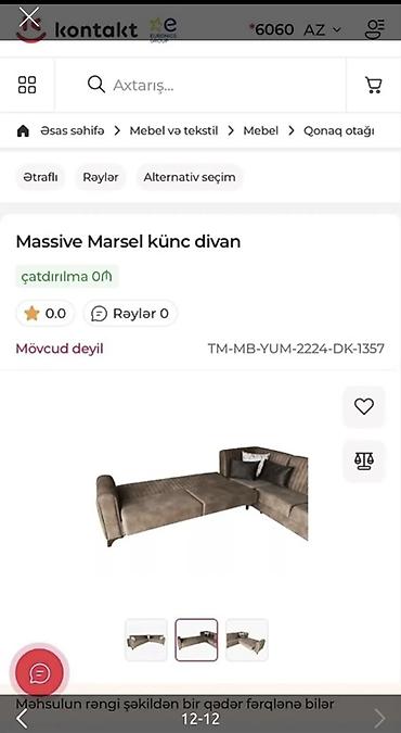 masa balaca: Künc divan, Yeni, Açılan, Bazalı, Nabuk, Çatdırılma yoxdur — 10