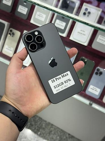 iphone d: IPhone 15 Pro Max, Б/у, 512 ГБ, Black Titanium, Защитное стекло, Чехол, Кабель, В рассрочку, 92 % — 1