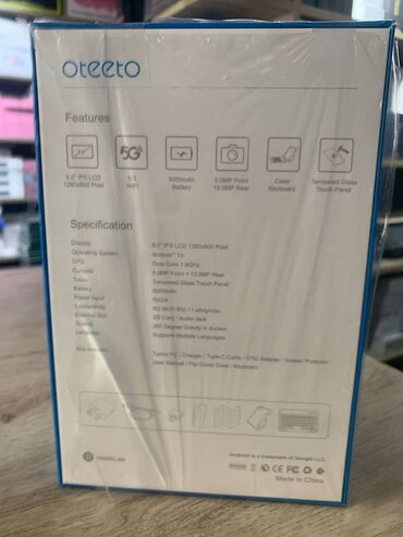 paltar yuyan ikinci əl: Oteeto 8 düymlük ekran,1280x800 piksel 5g vifi dəstəyi 5000 mah