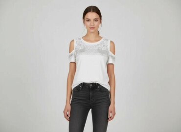 srebrna narzutka: T-shirt damski, rozmiar S