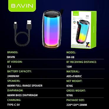 Audio: BAVIN BM-08 portativ simsiz akustik kolonka - Bluetooth versiyası — 2