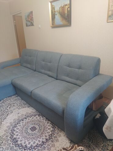 угловой диван адмирал: Угловой диван, цвет - Серый, Б/у